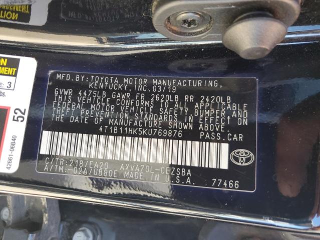 Photo 11 VIN: 4T1B11HK5KU769876 - TOYOTA CAMRY L 