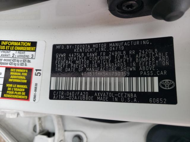 Photo 9 VIN: 4T1B11HK5KU790159 - TOYOTA CAMRY L 