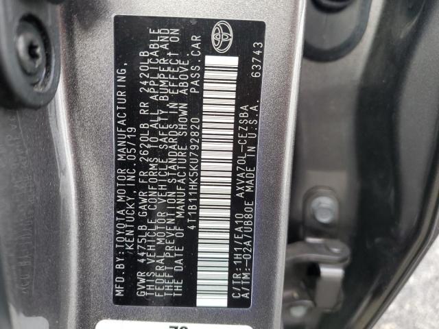 Photo 11 VIN: 4T1B11HK5KU792820 - TOYOTA CAMRY L 