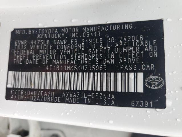 Photo 11 VIN: 4T1B11HK5KU795989 - TOYOTA CAMRY L 