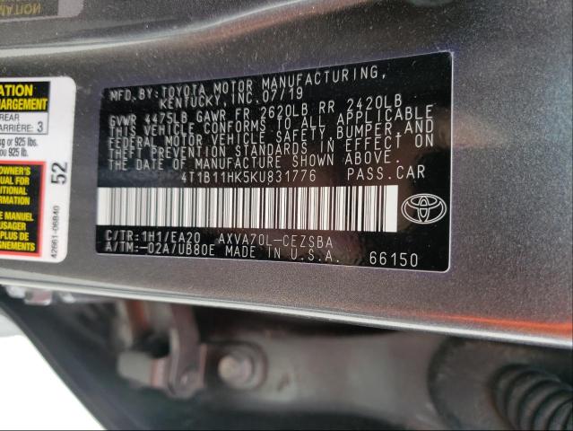 Photo 9 VIN: 4T1B11HK5KU831776 - TOYOTA CAMRY L 