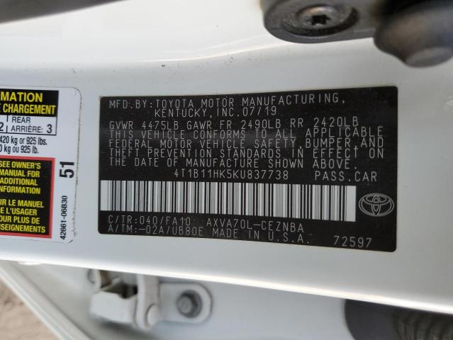 Photo 11 VIN: 4T1B11HK5KU837738 - TOYOTA CAMRY 