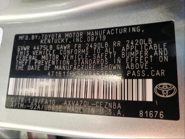 Photo 9 VIN: 4T1B11HK5KU846262 - TOYOTA CAMRY L 