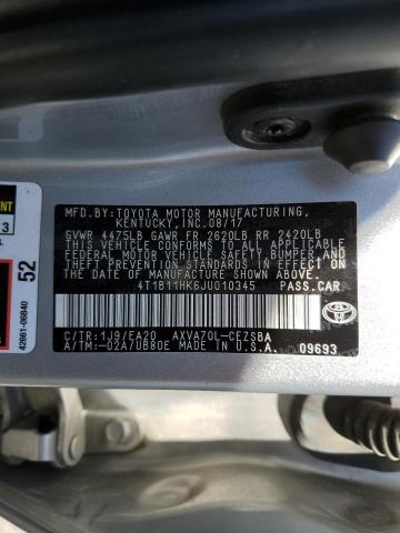 Photo 9 VIN: 4T1B11HK6JU010345 - TOYOTA CAMRY L 