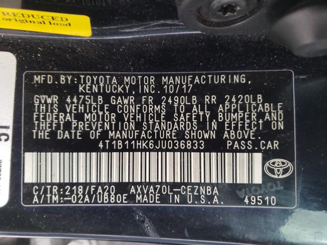 Photo 9 VIN: 4T1B11HK6JU036833 - TOYOTA CAMRY L 