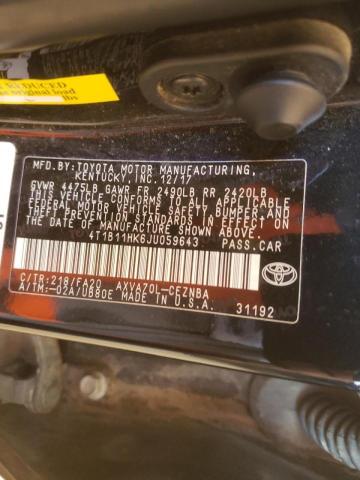 Photo 9 VIN: 4T1B11HK6JU059643 - TOYOTA CAMRY L 