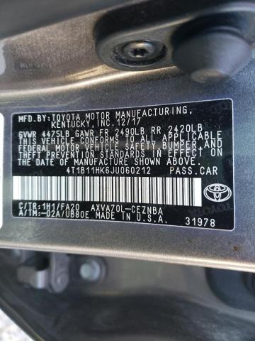 Photo 11 VIN: 4T1B11HK6JU060212 - TOYOTA CAMRY 