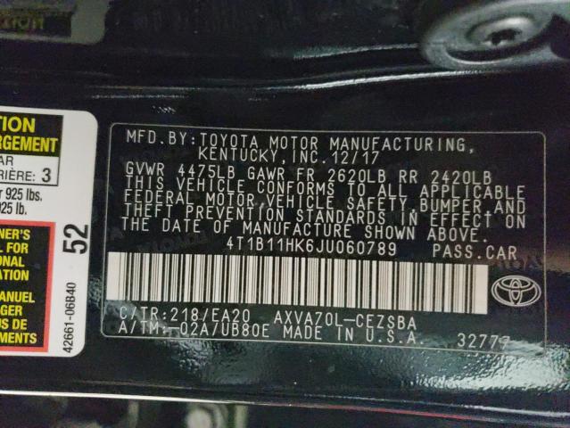 Photo 11 VIN: 4T1B11HK6JU060789 - TOYOTA CAMRY 