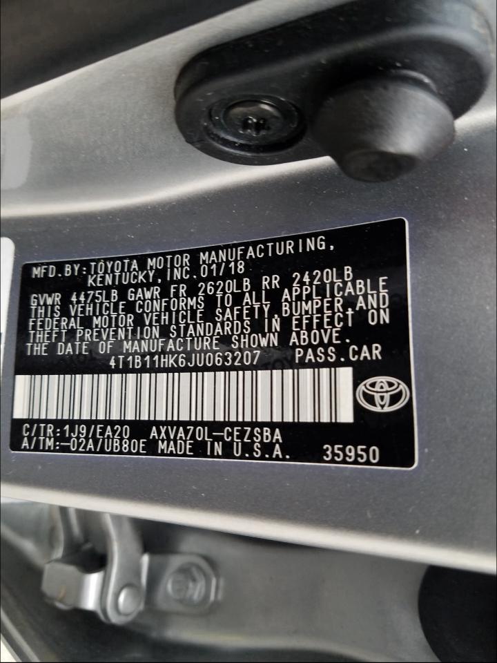 Photo 9 VIN: 4T1B11HK6JU063207 - TOYOTA CAMRY L 