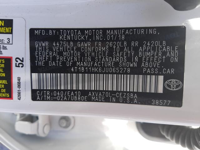 Photo 9 VIN: 4T1B11HK6JU065278 - TOYOTA CAMRY L 