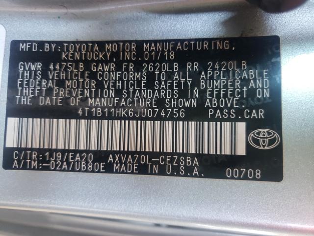 Photo 9 VIN: 4T1B11HK6JU074756 - TOYOTA CAMRY L 