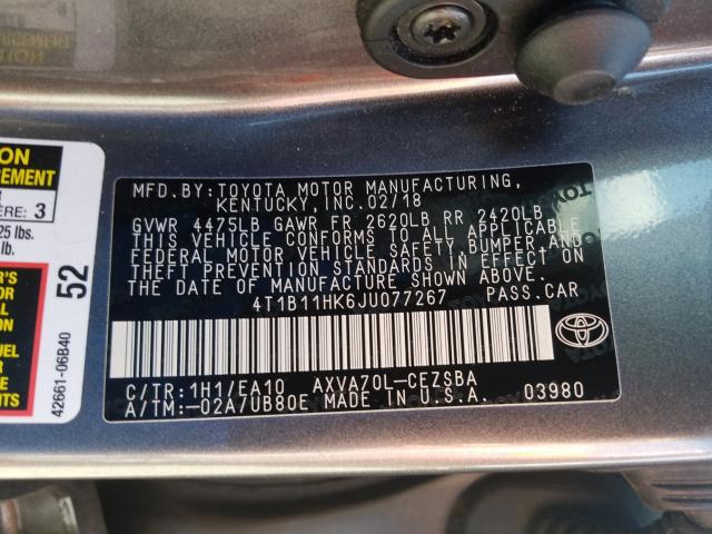 Photo 9 VIN: 4T1B11HK6JU077267 - TOYOTA CAMRY L 