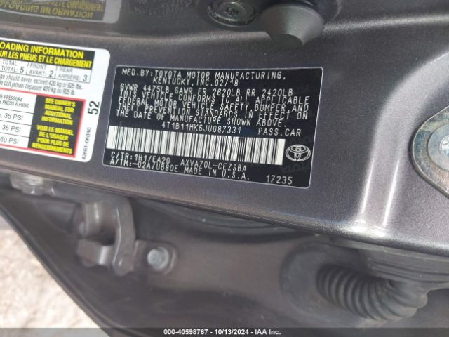 Photo 8 VIN: 4T1B11HK6JU087331 - TOYOTA CAMRY 