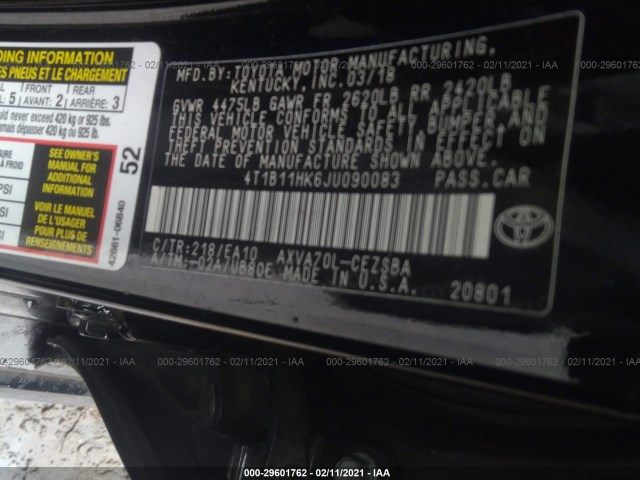 Photo 8 VIN: 4T1B11HK6JU090083 - TOYOTA CAMRY 