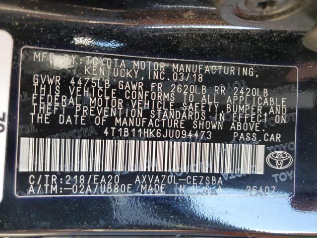 Photo 9 VIN: 4T1B11HK6JU094473 - TOYOTA CAMRY L 