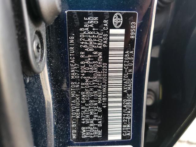 Photo 9 VIN: 4T1B11HK6JU502230 - TOYOTA CAMRY L 