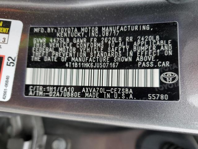 Photo 11 VIN: 4T1B11HK6JU507167 - TOYOTA CAMRY L 