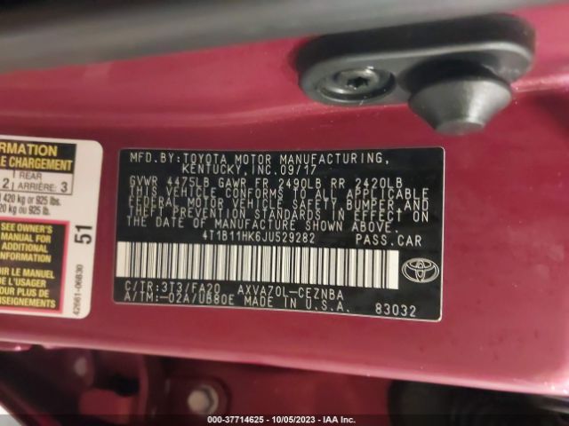 Photo 8 VIN: 4T1B11HK6JU529282 - TOYOTA CAMRY 