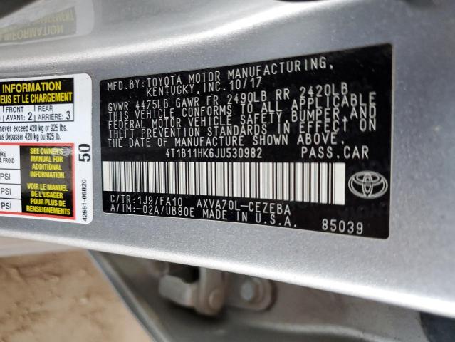 Photo 11 VIN: 4T1B11HK6JU530982 - TOYOTA CAMRY L 