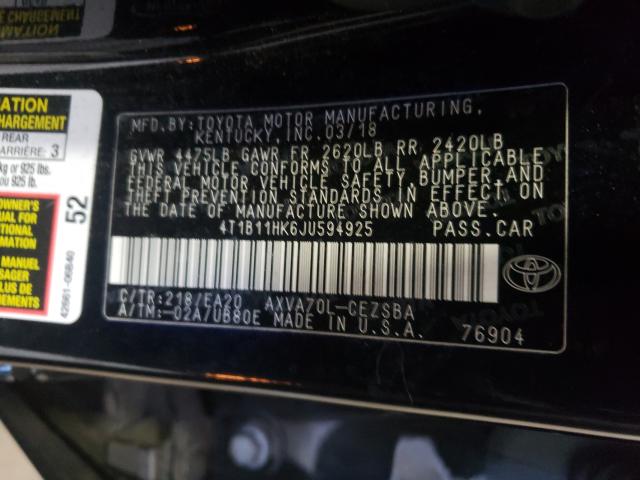 Photo 9 VIN: 4T1B11HK6JU594925 - TOYOTA CAMRY L 