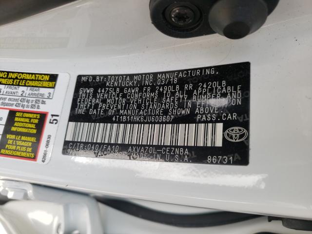 Photo 9 VIN: 4T1B11HK6JU603607 - TOYOTA CAMRY L 