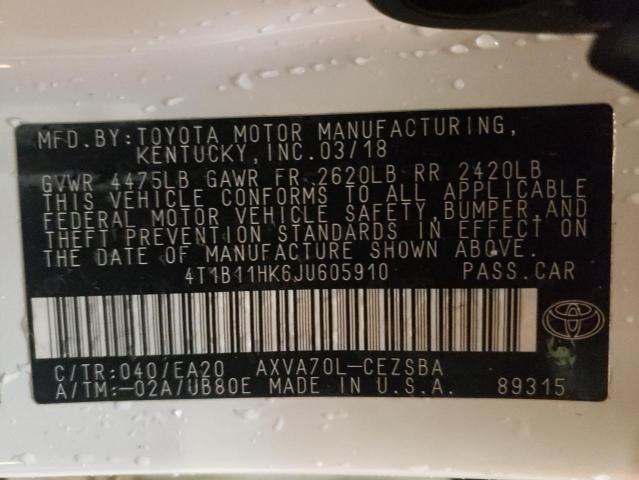 Photo 12 VIN: 4T1B11HK6JU605910 - TOYOTA CAMRY L 