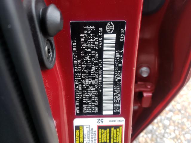 Photo 9 VIN: 4T1B11HK6JU619404 - TOYOTA CAMRY L 