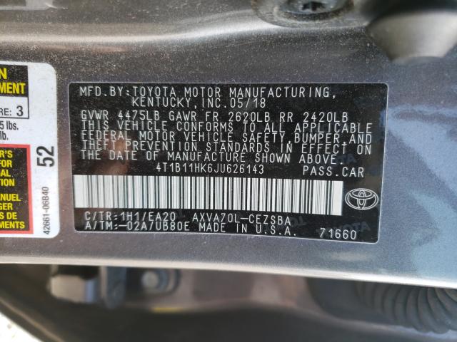 Photo 9 VIN: 4T1B11HK6JU626143 - TOYOTA CAMRY L 