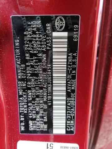 Photo 12 VIN: 4T1B11HK6JU658414 - TOYOTA CAMRY L 