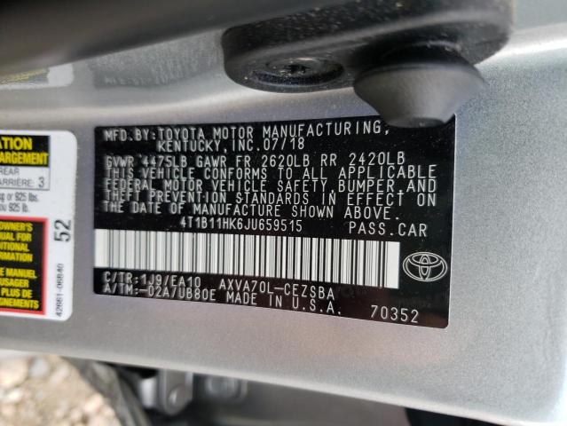 Photo 9 VIN: 4T1B11HK6JU659515 - TOYOTA CAMRY L 