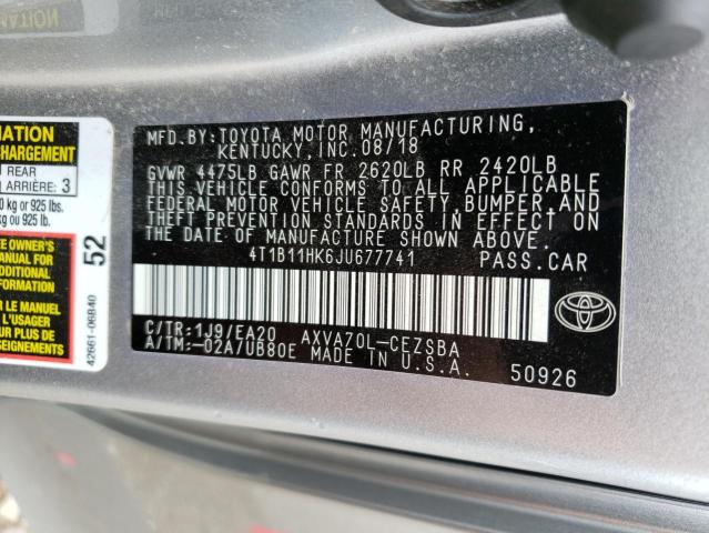 Photo 12 VIN: 4T1B11HK6JU677741 - TOYOTA CAMRY 