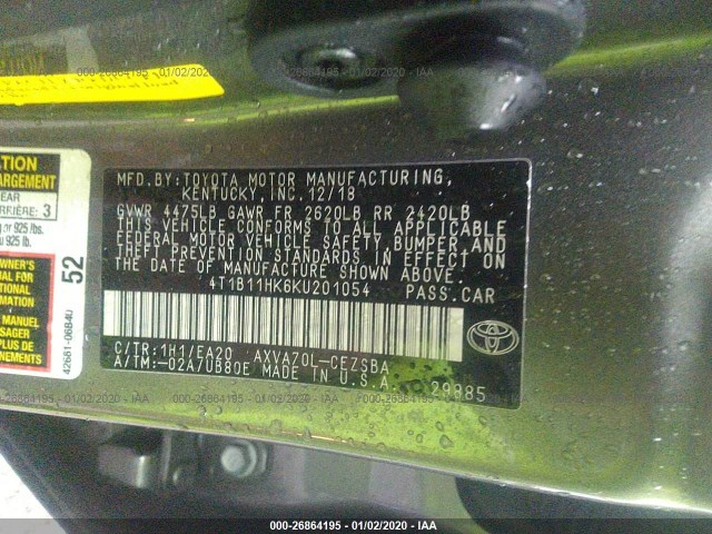 Photo 8 VIN: 4T1B11HK6KU201054 - TOYOTA CAMRY 