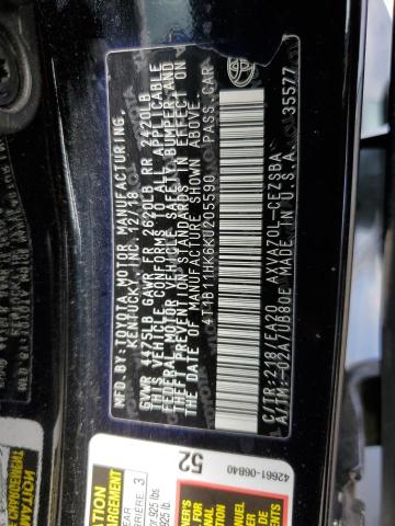 Photo 12 VIN: 4T1B11HK6KU205590 - TOYOTA CAMRY 