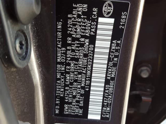 Photo 9 VIN: 4T1B11HK6KU233700 - TOYOTA CAMRY L 