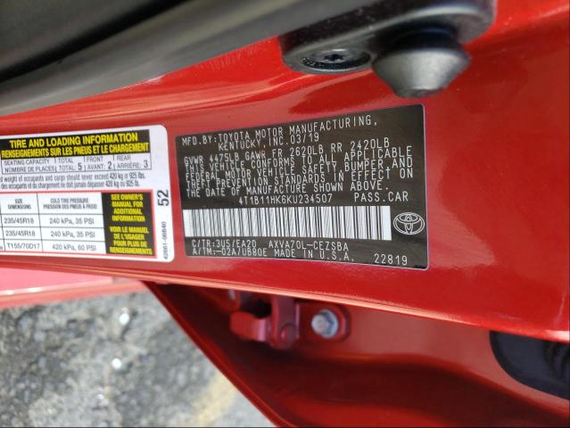 Photo 9 VIN: 4T1B11HK6KU234507 - TOYOTA CAMRY L 