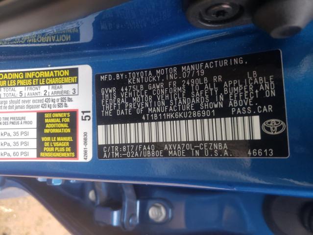 Photo 9 VIN: 4T1B11HK6KU286901 - TOYOTA CAMRY L 