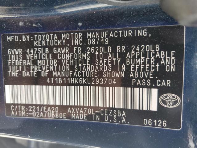 Photo 12 VIN: 4T1B11HK6KU293704 - TOYOTA CAMRY 