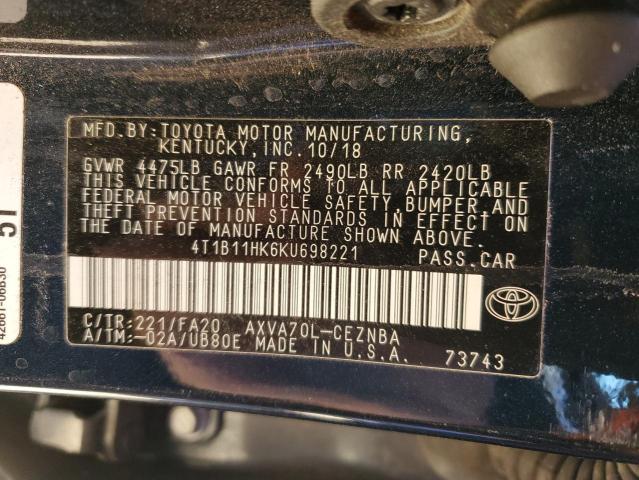 Photo 11 VIN: 4T1B11HK6KU698221 - TOYOTA CAMRY 