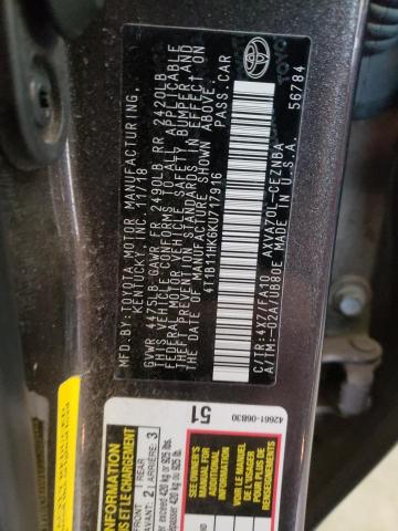 Photo 9 VIN: 4T1B11HK6KU717916 - TOYOTA CAMRY L 