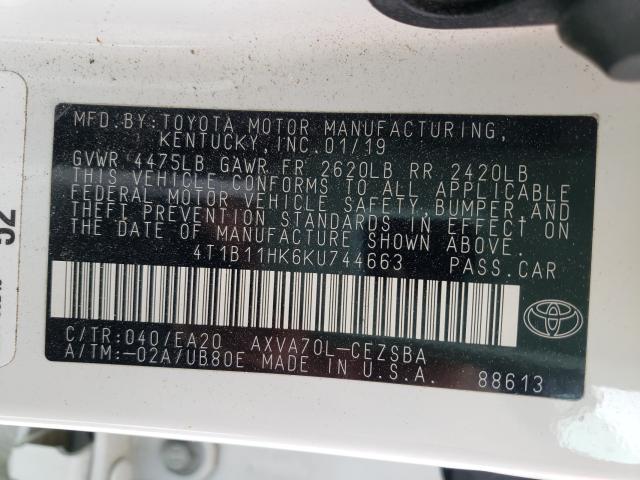 Photo 9 VIN: 4T1B11HK6KU744663 - TOYOTA CAMRY L 