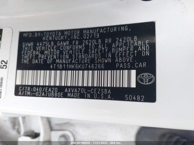 Photo 8 VIN: 4T1B11HK6KU746266 - TOYOTA CAMRY 