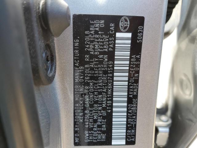 Photo 11 VIN: 4T1B11HK6KU781549 - TOYOTA CAMRY L 