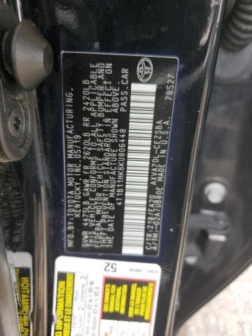 Photo 11 VIN: 4T1B11HK6KU806448 - TOYOTA CAMRY L 