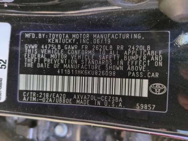 Photo 12 VIN: 4T1B11HK6KU826098 - TOYOTA CAMRY L 