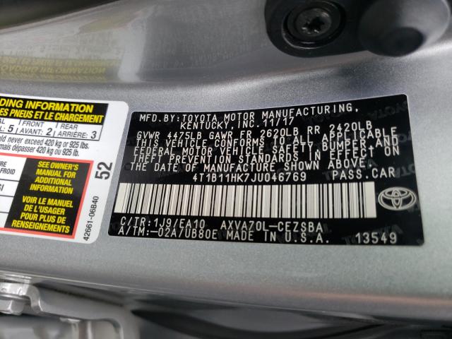 Photo 9 VIN: 4T1B11HK7JU046769 - TOYOTA CAMRY L 