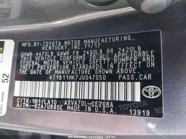 Photo 8 VIN: 4T1B11HK7JU047050 - TOYOTA CAMRY 