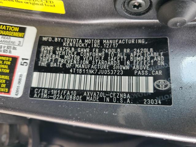 Photo 12 VIN: 4T1B11HK7JU053723 - TOYOTA CAMRY 