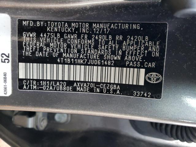 Photo 11 VIN: 4T1B11HK7JU061482 - TOYOTA CAMRY 