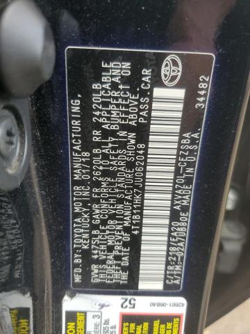 Photo 11 VIN: 4T1B11HK7JU062048 - TOYOTA CAMRY L 