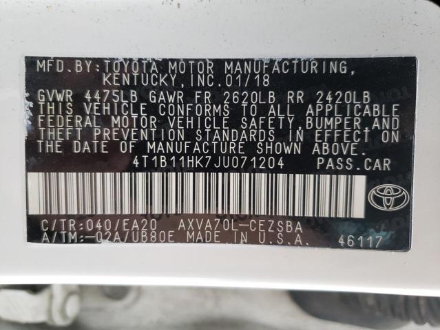 Photo 11 VIN: 4T1B11HK7JU071204 - TOYOTA CAMRY 